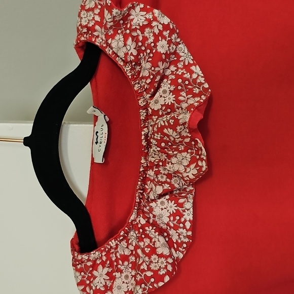 Cyrillus Paris Girls Dress With Liberty Fabric Collar Red/White Size 10 - Picture 2 of 8